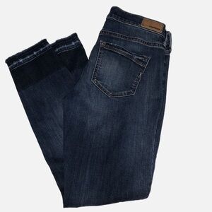 Express Size 0R Stretch Repreve Ankle Legging Mid Rise Blue Distressed Raw Hem